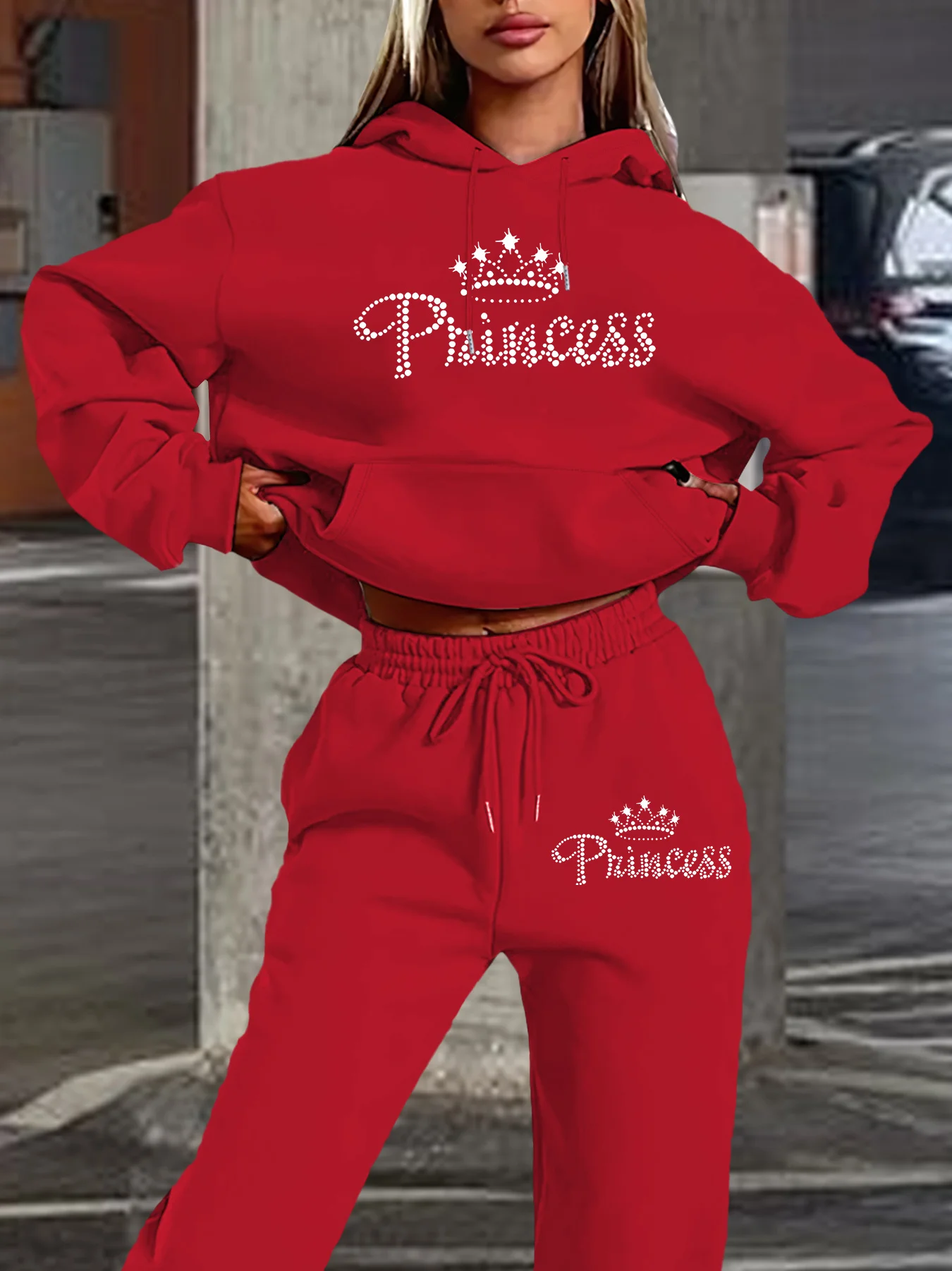 Women 2026 New 2Pcs Hoodie & Sweatpants Set, Long Sleeve Hooded Casual Tracksuit, Ladies Fashion Daily Outfit view 4