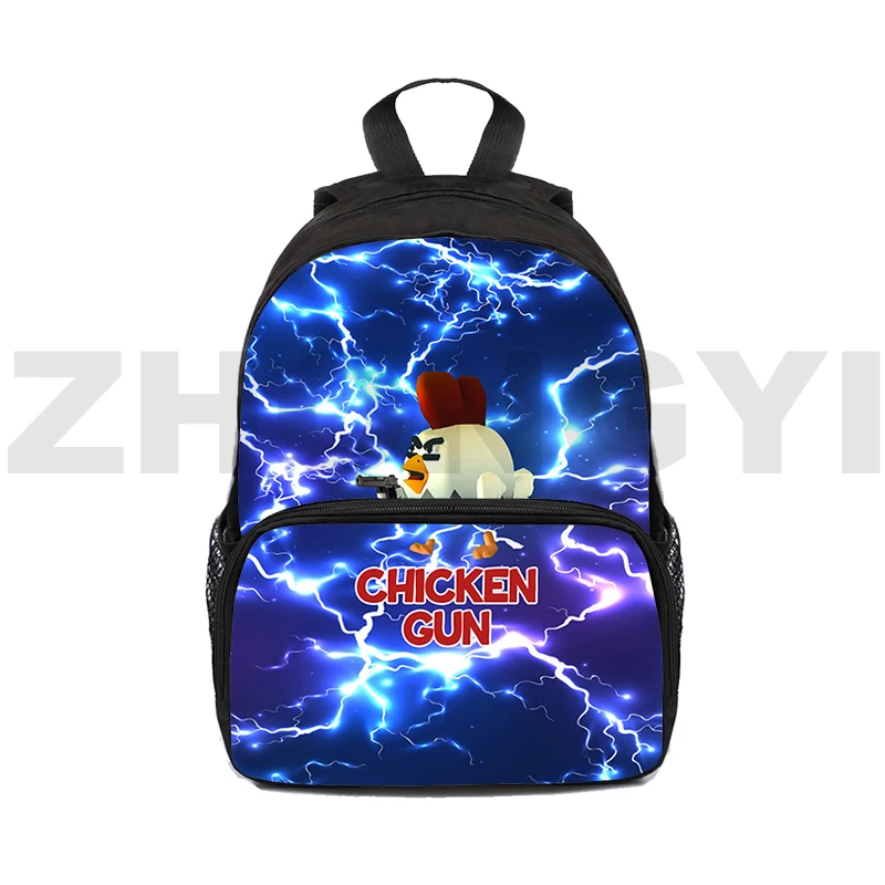 12/16 Inch Game Chicken Gun Mini Backpack Fashion Female Travel Bag 3D Print Students Anime Chicken Gun School Bags Mens Bookbag