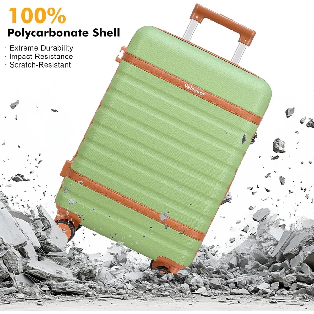 3-Piece Spinner Luggage Set with Lightweight Hardside, TSA Lock, YKK Zippers, 20 Carry-On Suitcase for Travel