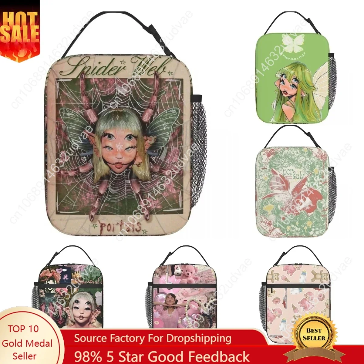 Custom Melanies Martinez Portals Thermal Insulated Lunch Bag for Office Portable Bento Box Thermal Cooler Lunch Boxes