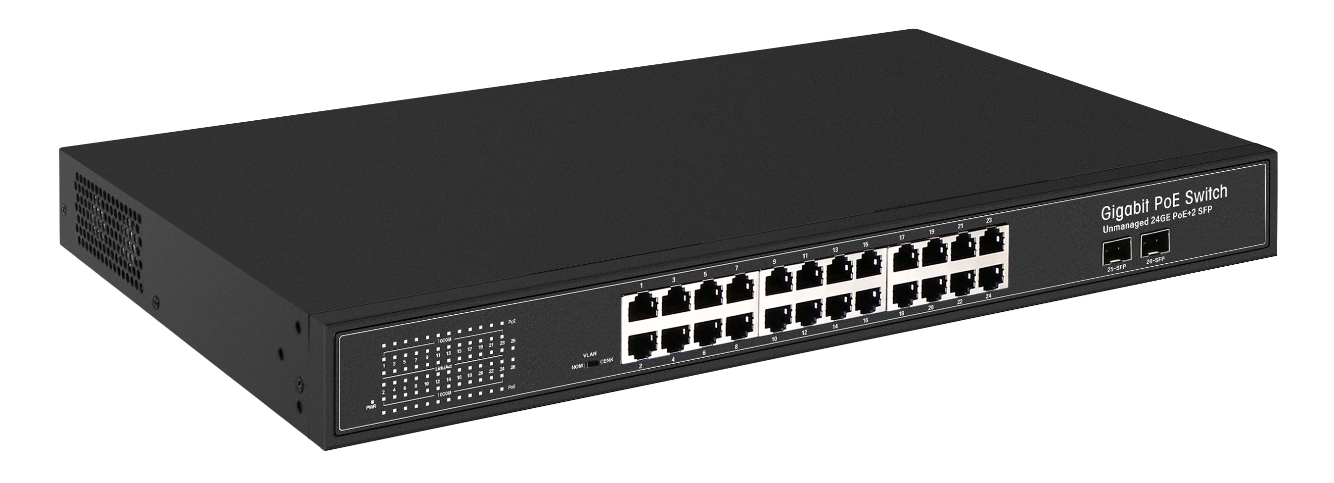 Wanglink Unmanaged Switch 24 พอร์ต 10/100/1000Mbps PoE Rack Mount PoE Switch
