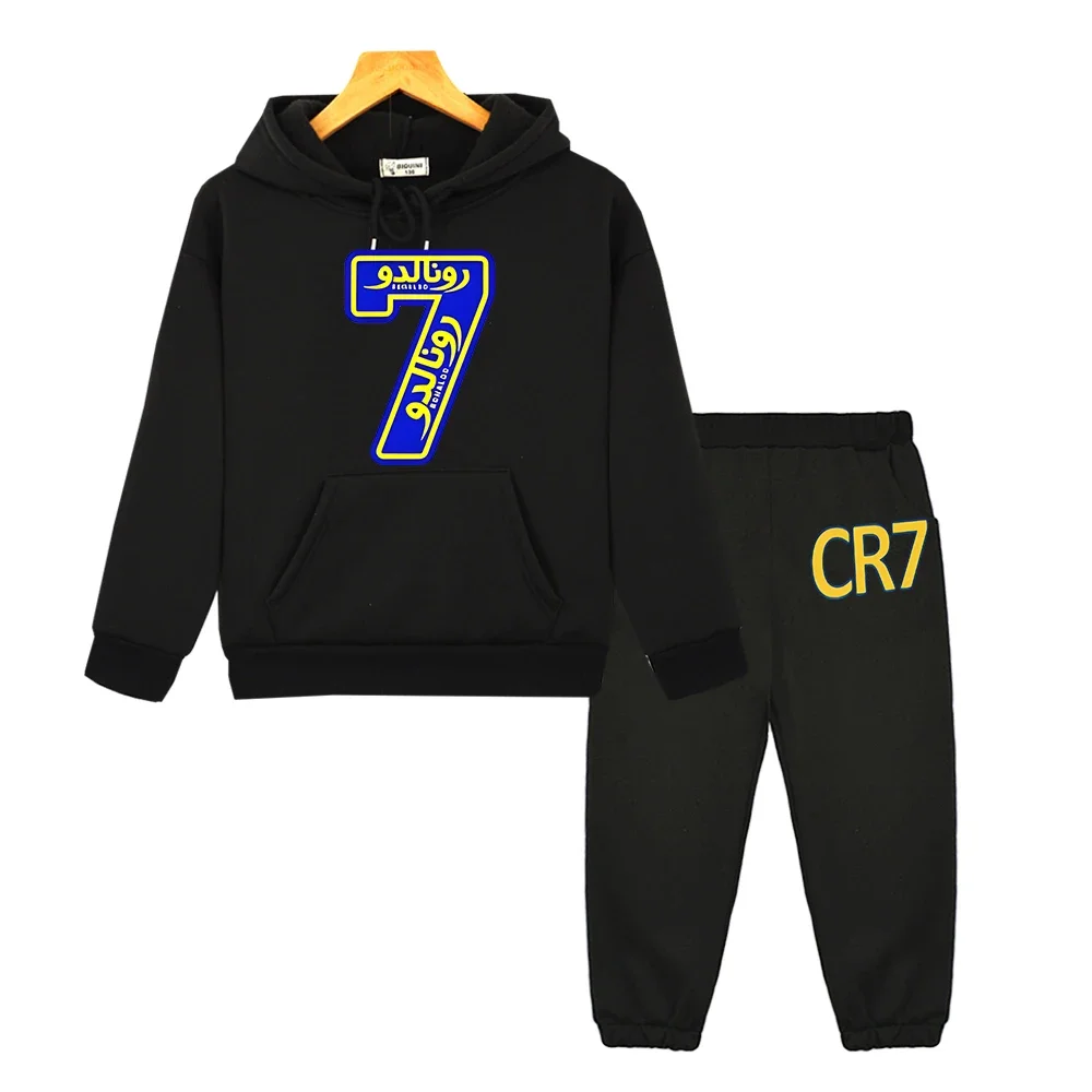 Voetbal Idol CR7 Anime hoodie Fleece sweatshirt Jas Herfst jongens meisjes Capuchon Sets 2 stks trui + Broek kids boutique kleding