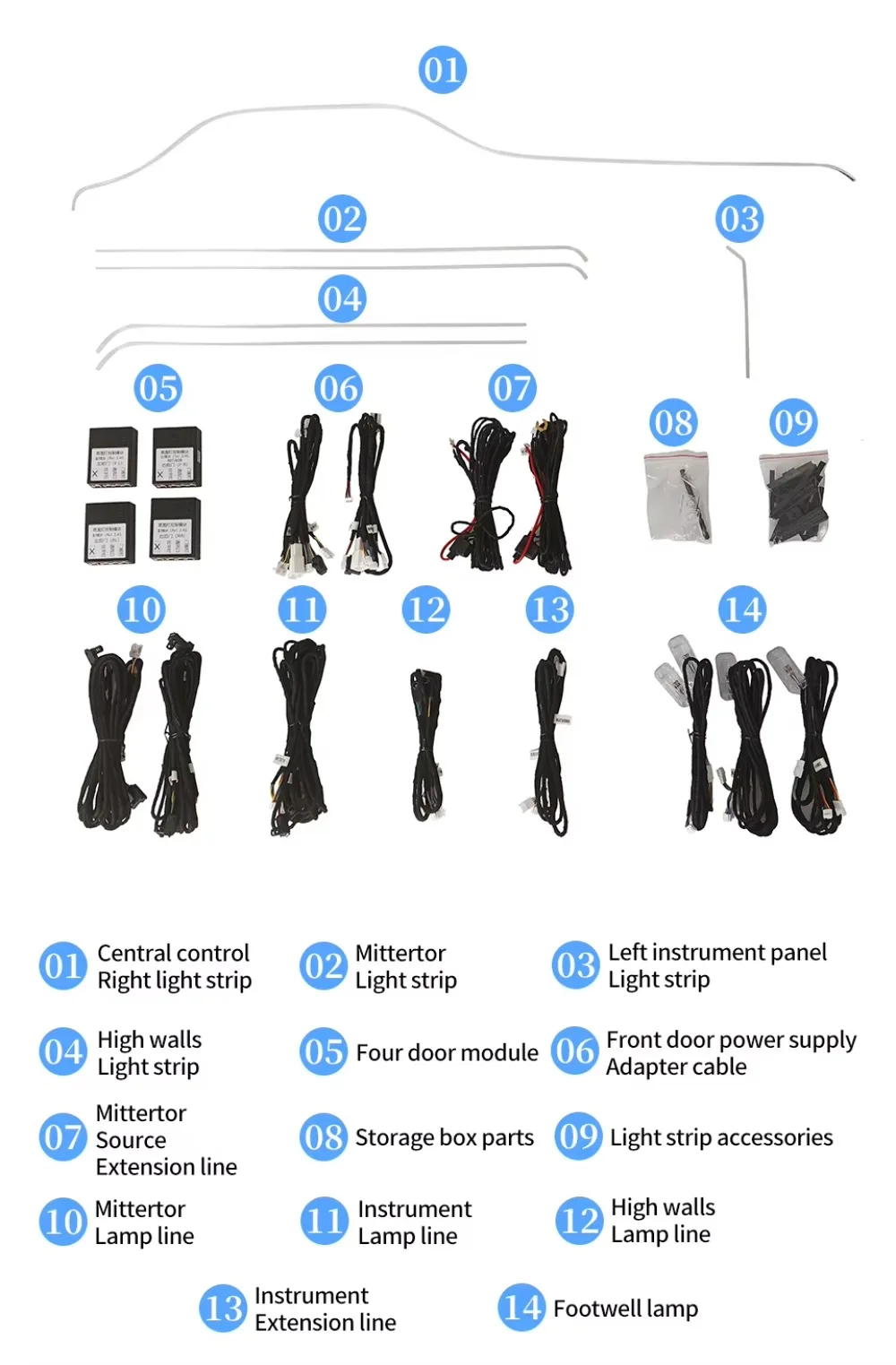 W447 Auto Lighting System Atmosphere Light 64 Colors LED Car Interior Ambient Light Kit Suitable for Mercedes Benz V-class W447