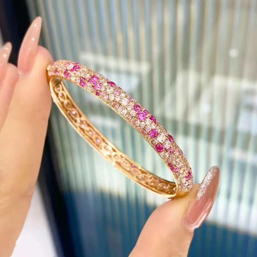 

Factory Wholesale 925 Silver Gradient Bracelet High Sensation Luxury Colored Diamond Stars Women's Fashion Bangles Gift