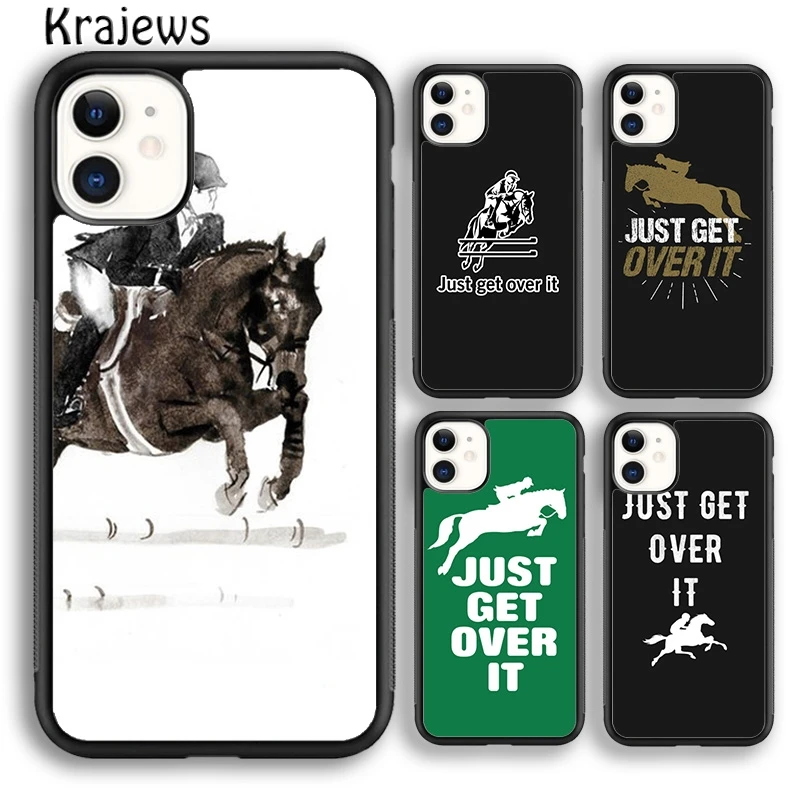 Krajews Just Get Over It Horse Jumper Soft Phone Case For iPhone 16 15 SE2020 14 6 7 8 plus 11 12 13 pro max coque Fundas