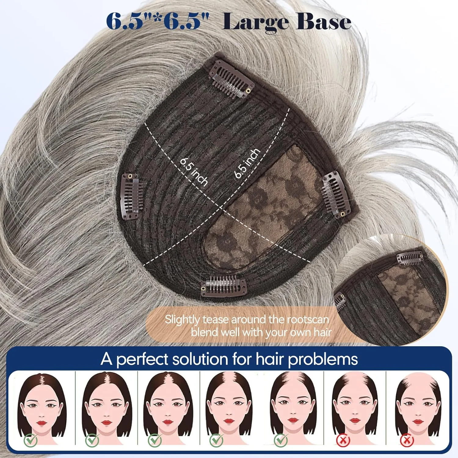 رمادي الجانب جزءت قصير بوب مع الانفجارات 6.5x6.5 بوصة قاعدة الحرير 10 بوصة مستقيم ريمي الشعر البشري توبر للنساء يغطي جذور رمادية