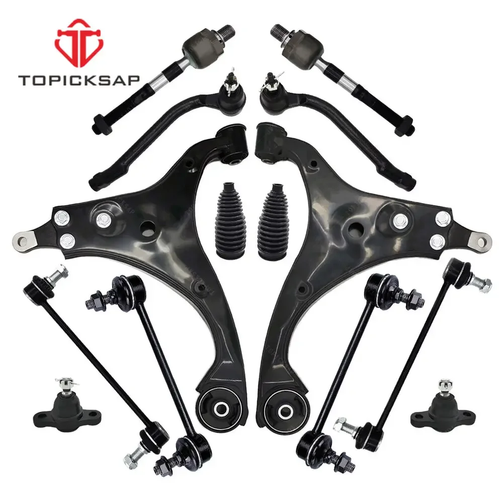 TOPICKSAP 14Pcs Front Lower Control Arms Tie Rods Rear Stabilizer Sway Bar End Links Assembly for Hyundai Elantra 2.0L 2007-2012
