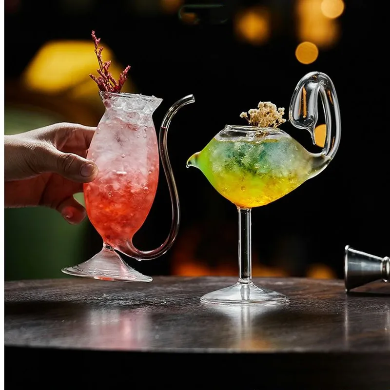 Creative Glass Cocktail Cup Bar Mixing Cup Set Martini Champagne Wine Cup Bird Body Bear Globe Drink Cup Party
