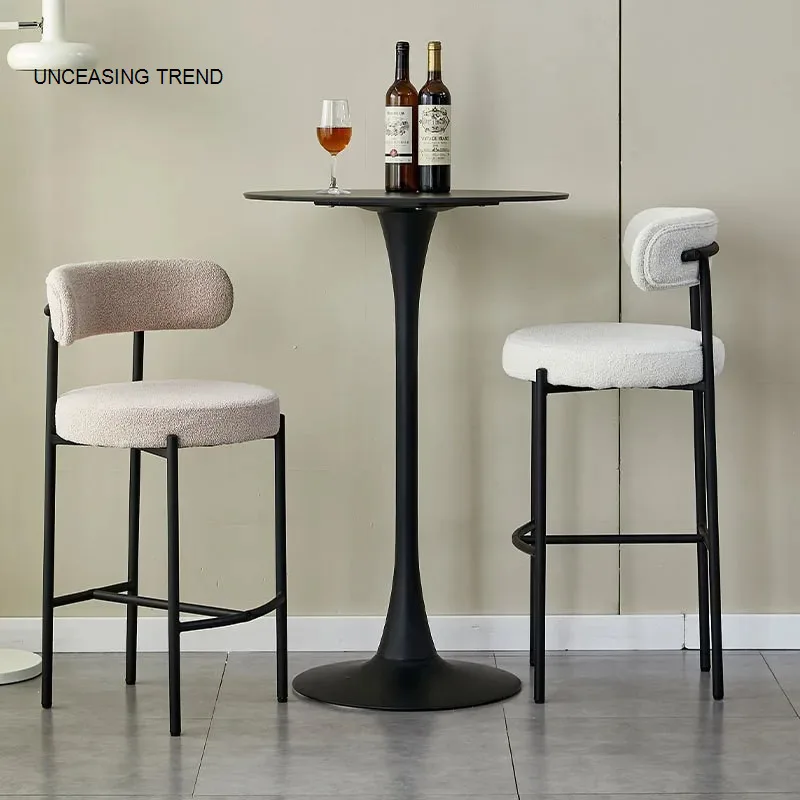 Home Bar Stools Stainless Steel Bar Milk Tea Store High Chair French Cream Style Designer Bar Chair Bar Stools Wholesale