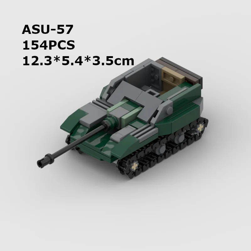 

MOC Building Block ASU-57 Airborne Tank Destroyer Настольная игра Военные шахматы Игрушки Советский танк Кирпичи Детская коллекция Подарки