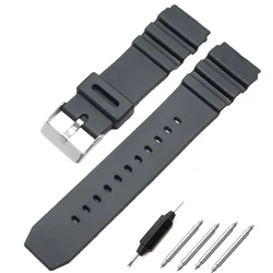Silicone Watchbands 18 20 22mm Men Black Sports Diving Rubber Watch Strap Silver Stainless Steel Buckle