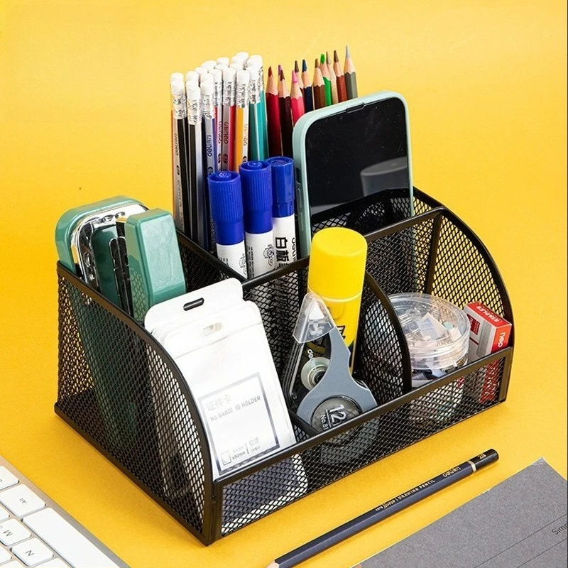 

Stationery Multi-layer pen holder Office pen holder Metal grid pen holder Combination storage box
