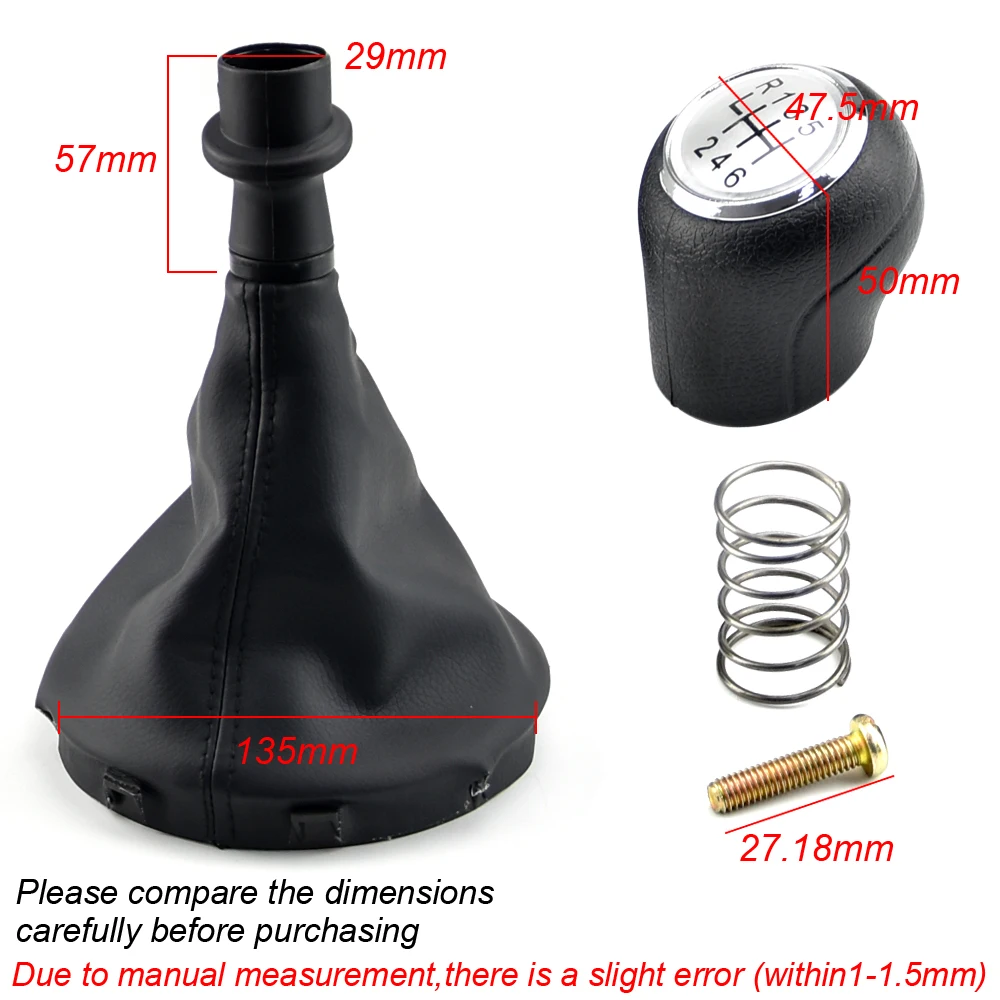 For VW Transporter Multivan Caravelle T5 2003 2004 2005 2006 2007 2008 2009 2010 Car 6 Speed Gear Stick Shift Knob Leather Boot