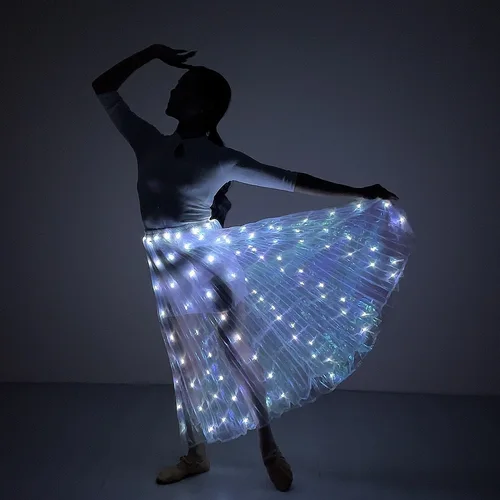 Imagen 2 del producto Ruoru-falda Led para mujer, falda iluminada para danza del vientre, tutú largo para niñas, accesorios para Festival Rave, accesorios iluminados para baile, Carnaval