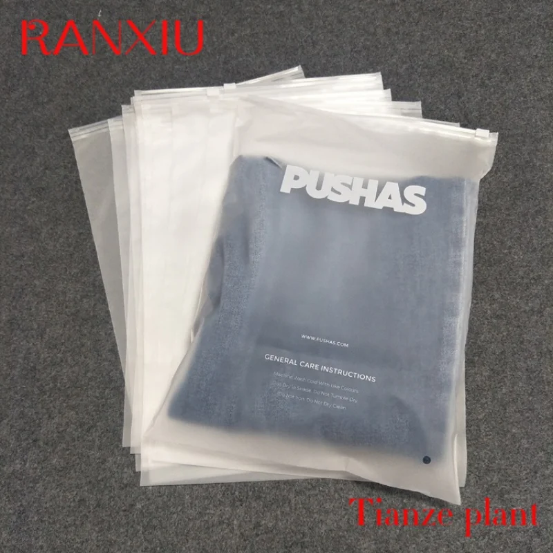 Custom Custom Matte/Frosted Biodegradable Plastic Packaging Zipper Bags, T Shirt Swimwear Zip Lock Clothing Bags With Logo