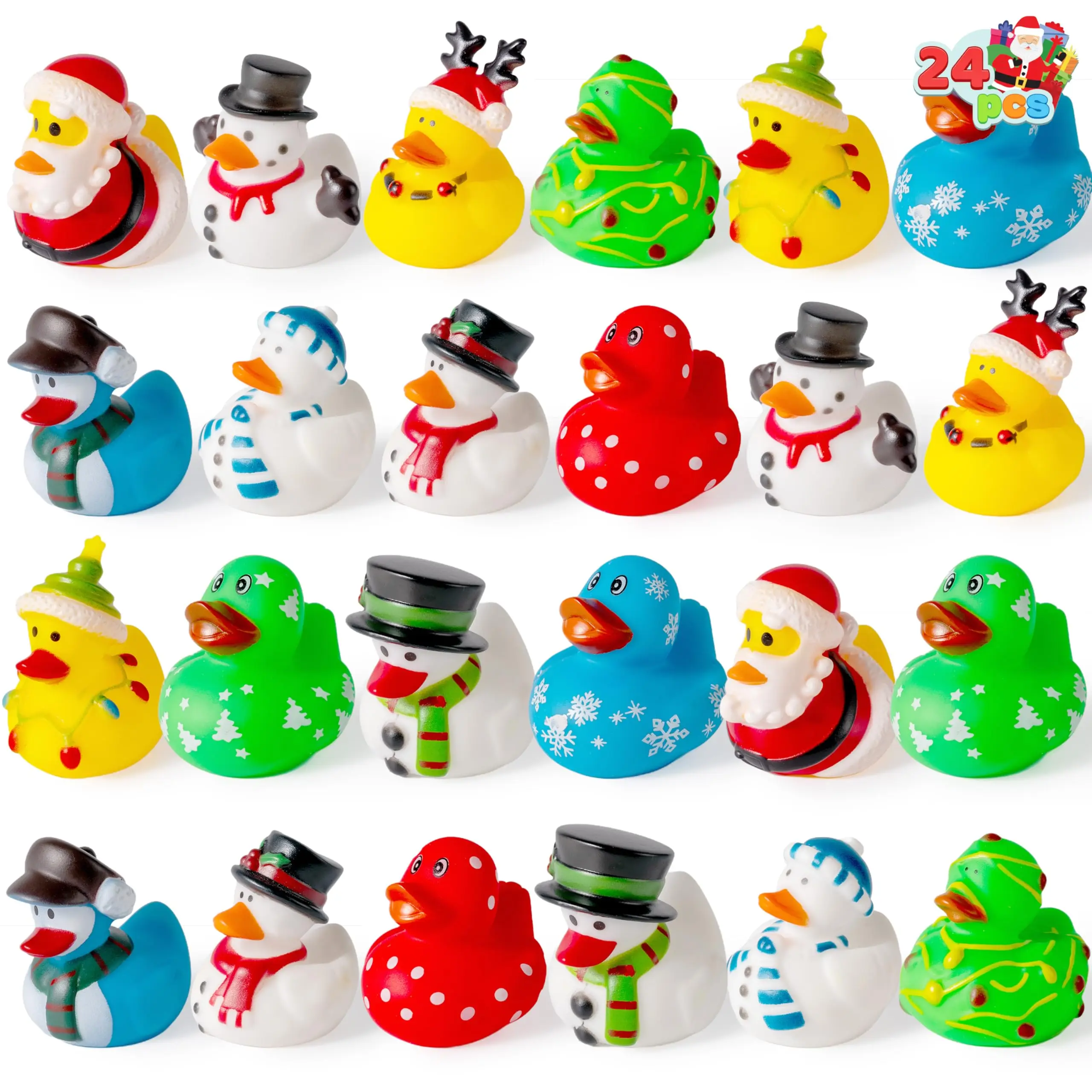 Jouets de baignoire de Noël DLIGHTBaby, canard en caoutchouc de Noël assressentipour enfants, jouets de bain Ducky Toddler, cadeaux en vrac, 24 pièces