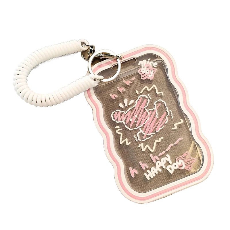 INS 3inch Photocard Holder Transparent Card Holder Keychain Photo Sleeve Bus Card Student Cards Case Photo Protector