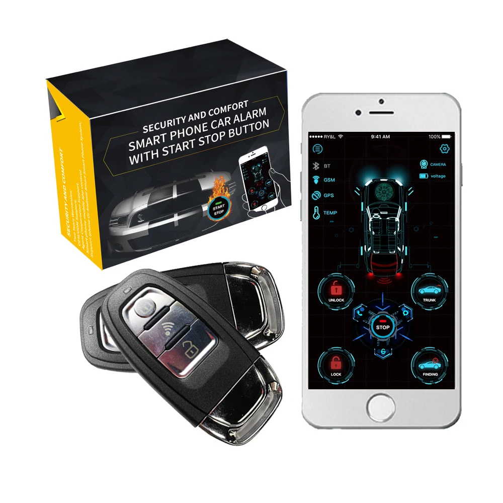 Hot Sale 4g gsm 2 way universal remote start car alarm system Start Stop Smart Vehicle APP Keyless Entry System