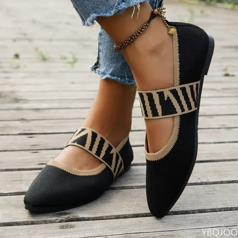 2025 Sommer Retro Flacher Absatz Spitz Flacher Mund Damen Flache Schuhe Damen Ballett Niedriger Absatz Barfuß Elegante Große LeFu-Schuhe