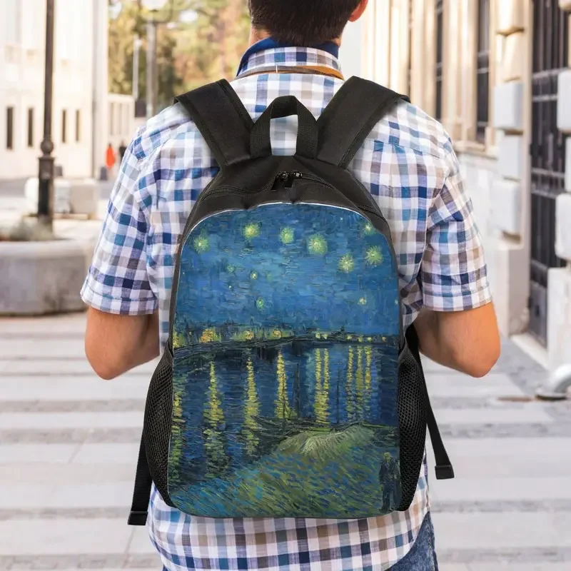 Starry Night Over The Rhone Backpacks for Women Men College School Student Bookbag Fits 15 Inch Laptop Vincent Van Gogh Bags