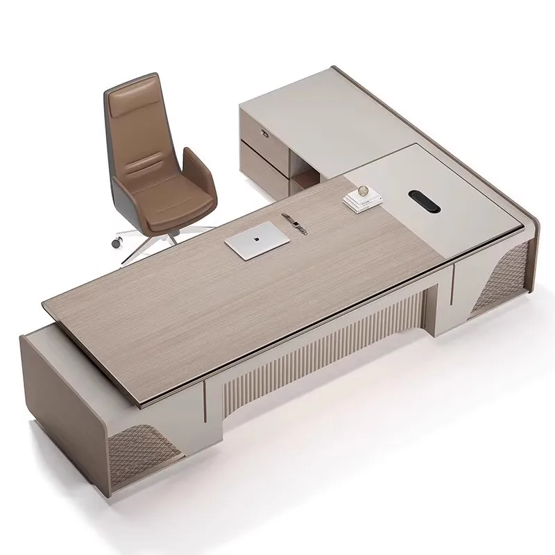 

2,8 метра светлый роскошный модный стол для босса, атмосфера, простой современный стул, офисный большой классный стол, президентский стол 4