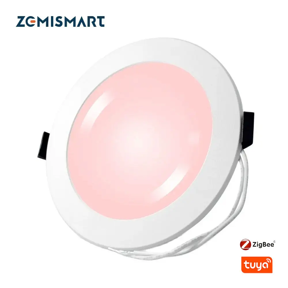 Zemismart Zigbee 3,0 luz empotrable Led inteligente 3,5 pulgadas RGB RGBCW luz empotrable de techo funciona con Tuya SmartThings Alexa Google Home