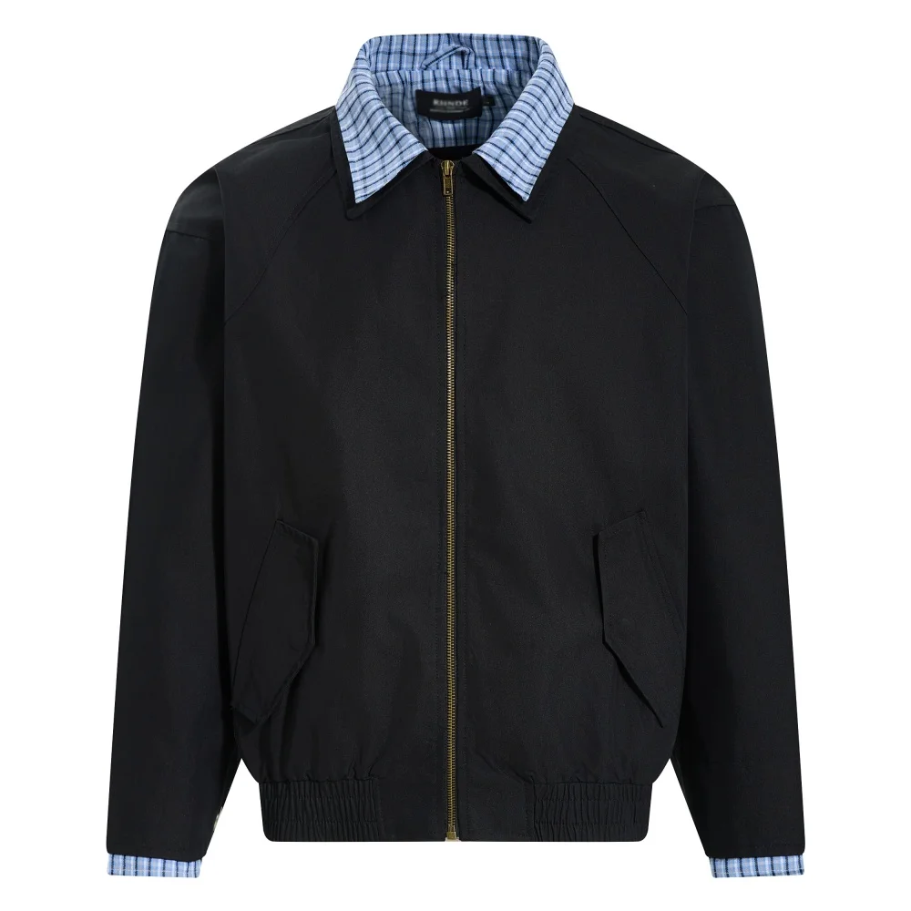 Fausse veste Cargo deux pièces pour hommes, Patchwork à carreaux, décontracté, rétro, revers ample, 