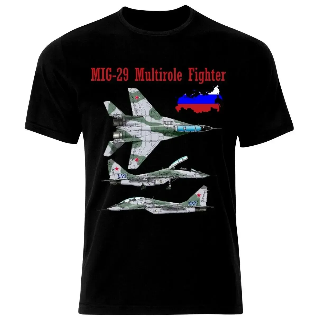 MIG 29 Air Fighter Aircraft Jet Flugzeug Blueprint USSR Russia Men T-Shirt Short Sleeve Casual Customized Products