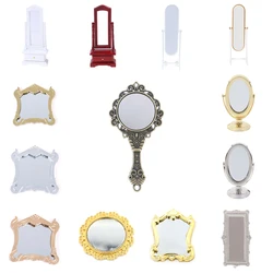 1PCS 1/12 Scale Bathroom Doll House Miniature Vintage Mini Dressing Dresser Mirror Frame Dolls Furniture Toys