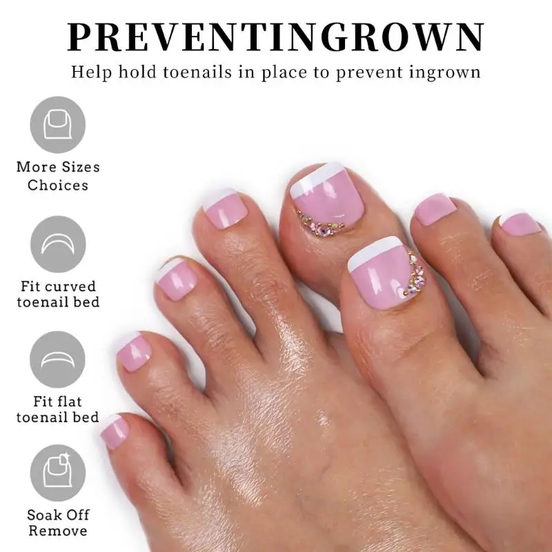 L8RD Modern French Toe Press on Toenails Suitable for Everyday Use Easy to Use