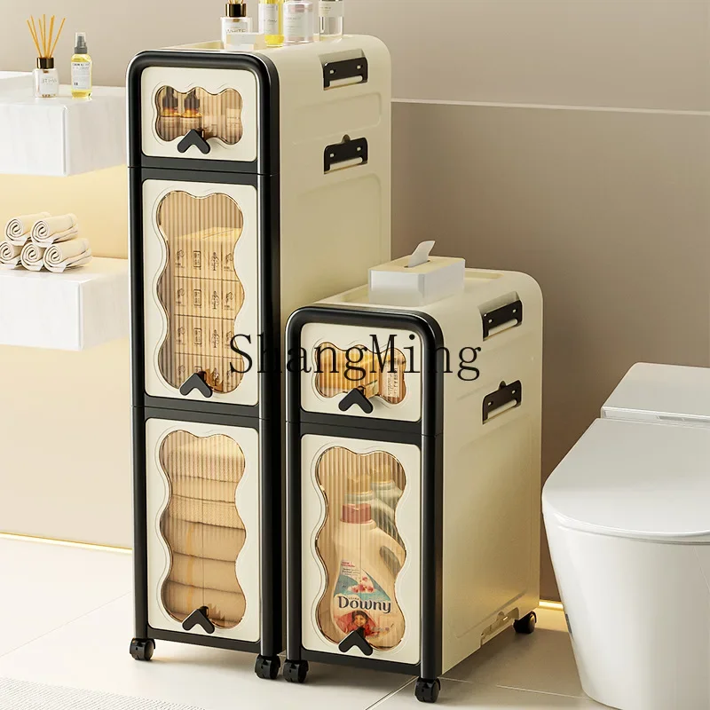 CL household bathroom multi-layer storage cabinet toilet toilet folding narrow slot floor rack crevice storage cabinet