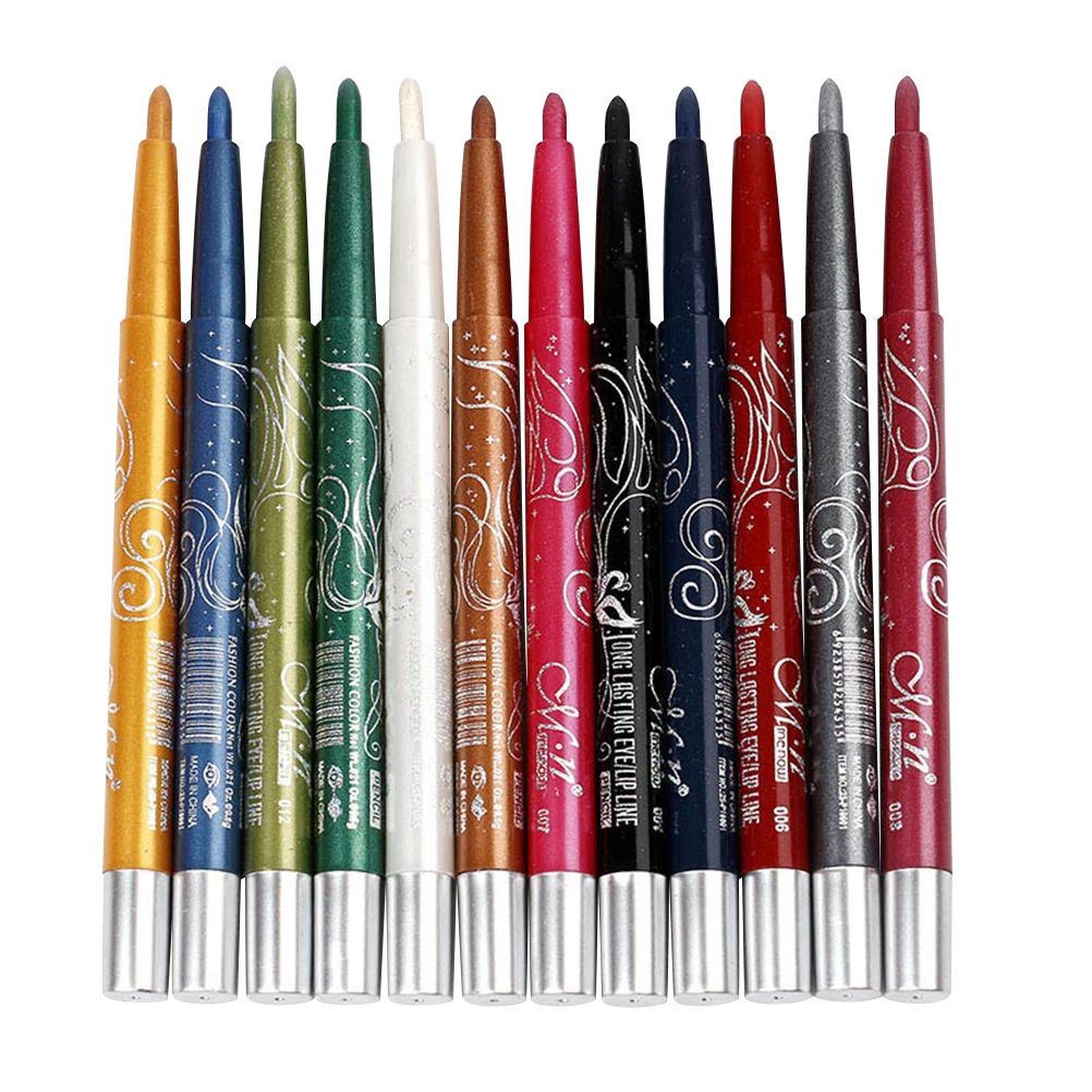 12 pcs Eyeshadow Long Eyeshadow Waterproof Eye Shadow Pen Eyeliner Pen Texture Waterproof Women Set