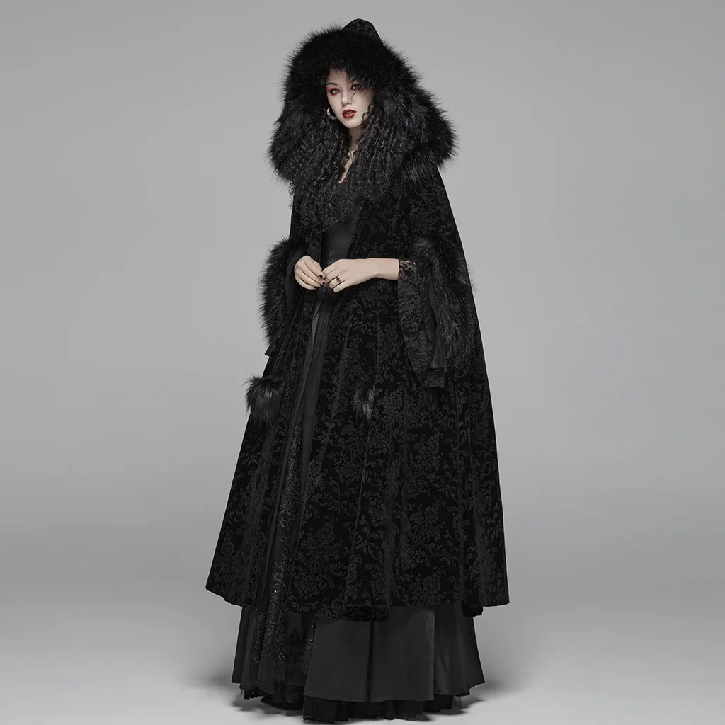 PUNKRAVE Women's Coat Gothc Gorgeous Cloak Victorian Court Cape Sculpture Latitude Fabric Stage Performance Women Winter Jackets