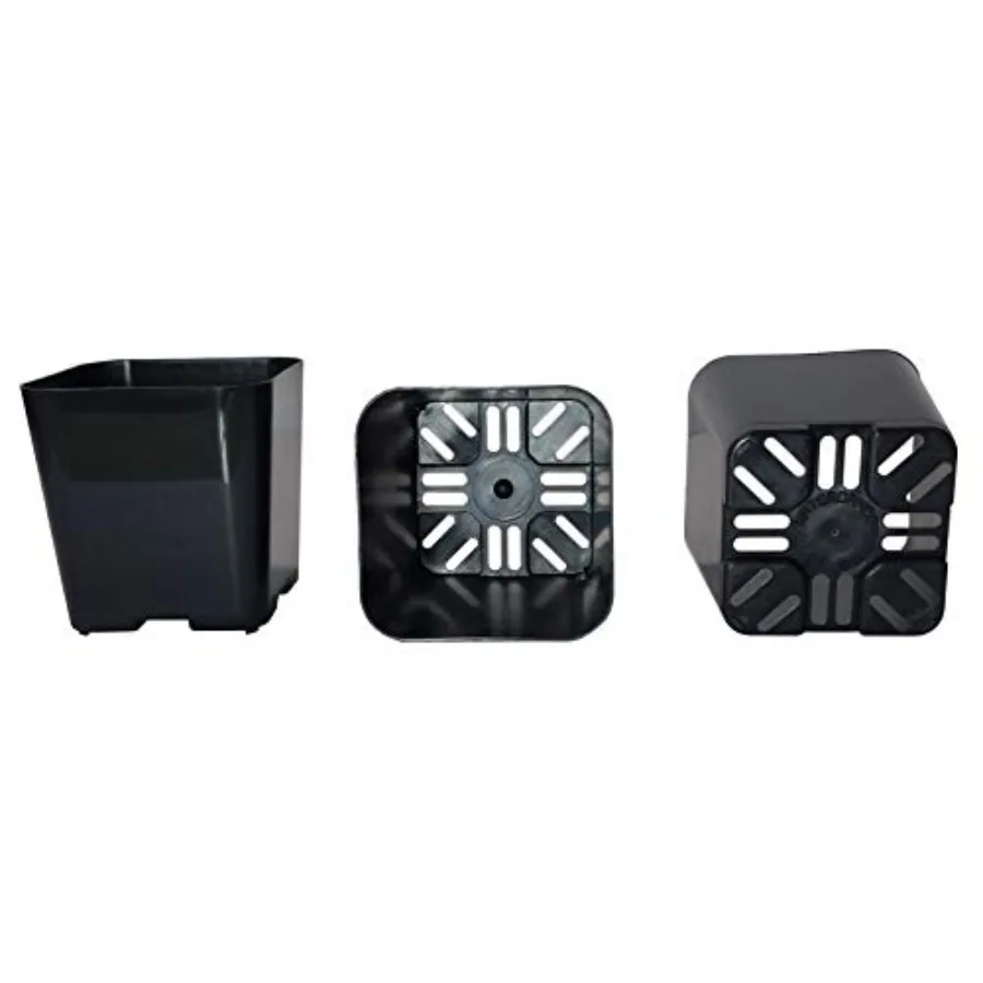 

200-Pack, Water Dance Square Plastic Pots for Plants, 2-Inch. Color: Black