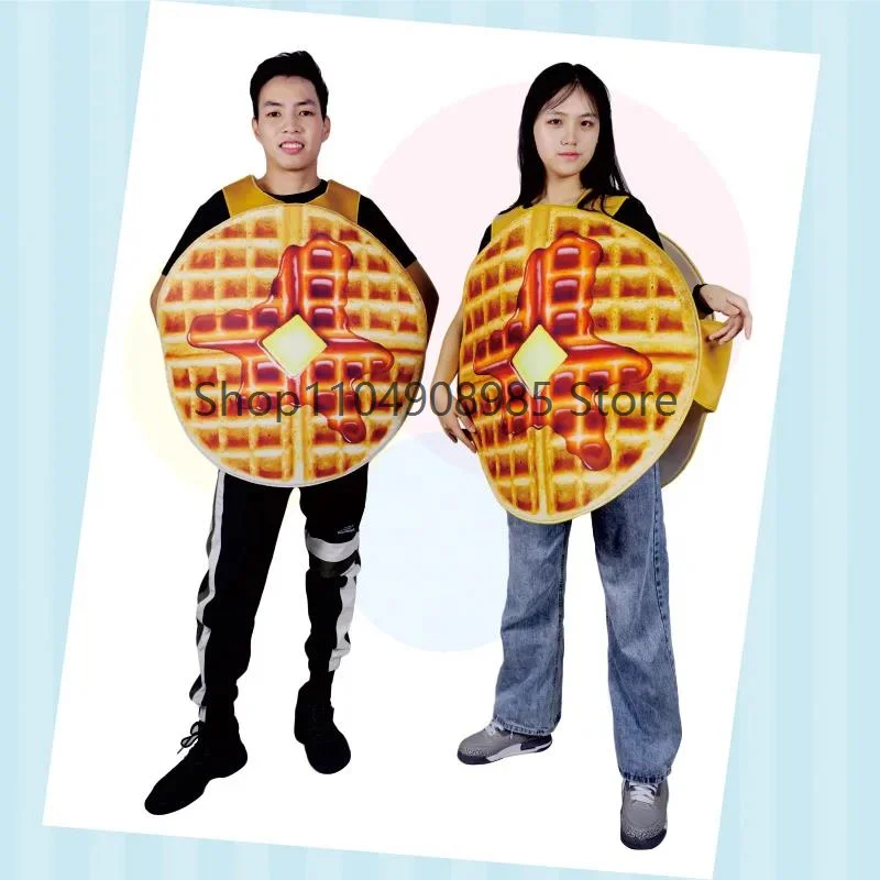 

Funny Cartoon Food Waffle Doll Clothes Creative Parent-child Costumes Stage Makeup Food Party Props