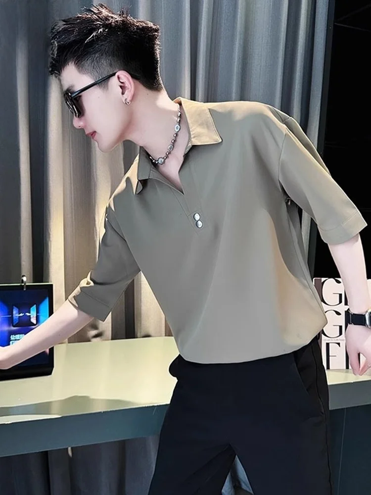 

Мужская летняя модная свободная футболка Cool Sensation с коротким рукавом (5/4), молодежная, из полиэфирного волокна