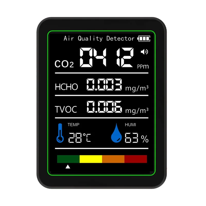 【Rápido de entrega】Monitor de formaldehído Detector de dióxido de carbono Detector de TVOC Temperatura y humedad CO 2 Monitor de calidad del aire