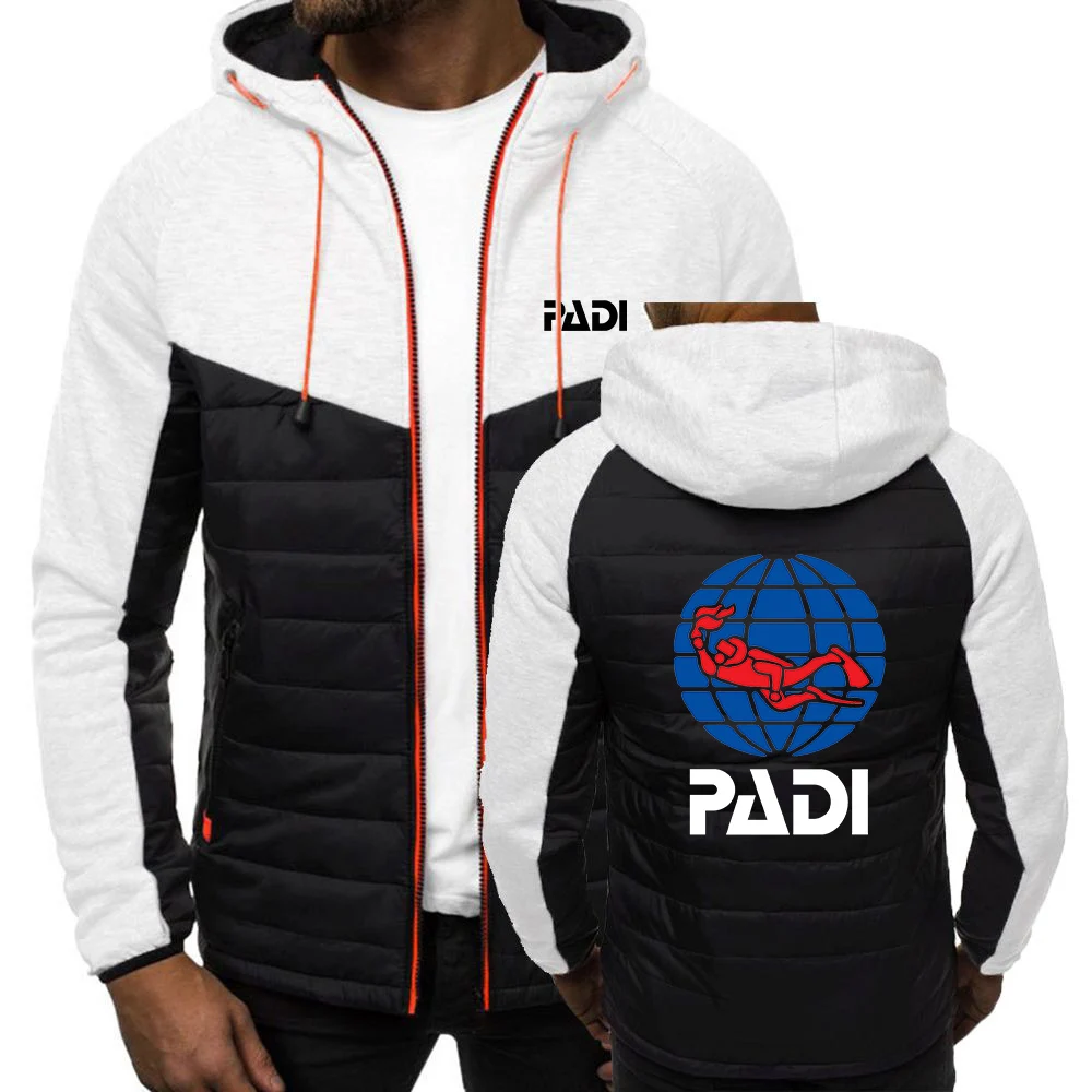 2024 Scuba Driver Padi New Printing Men Autumn and Winter Popular Patchwork Breathable Cotton-padded Jacket Hooded Coats Tops