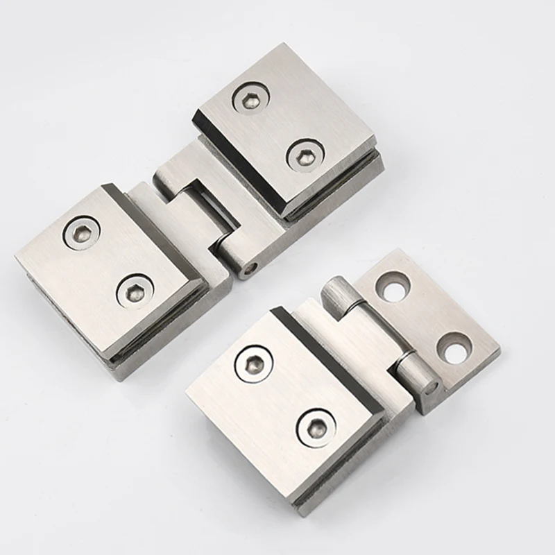 Brand New 2PCS Stainless Steel Thicken Casting Glass Door Hinges Closet Display Wine Cabinet Hinges Need Drilling for 6~8mm