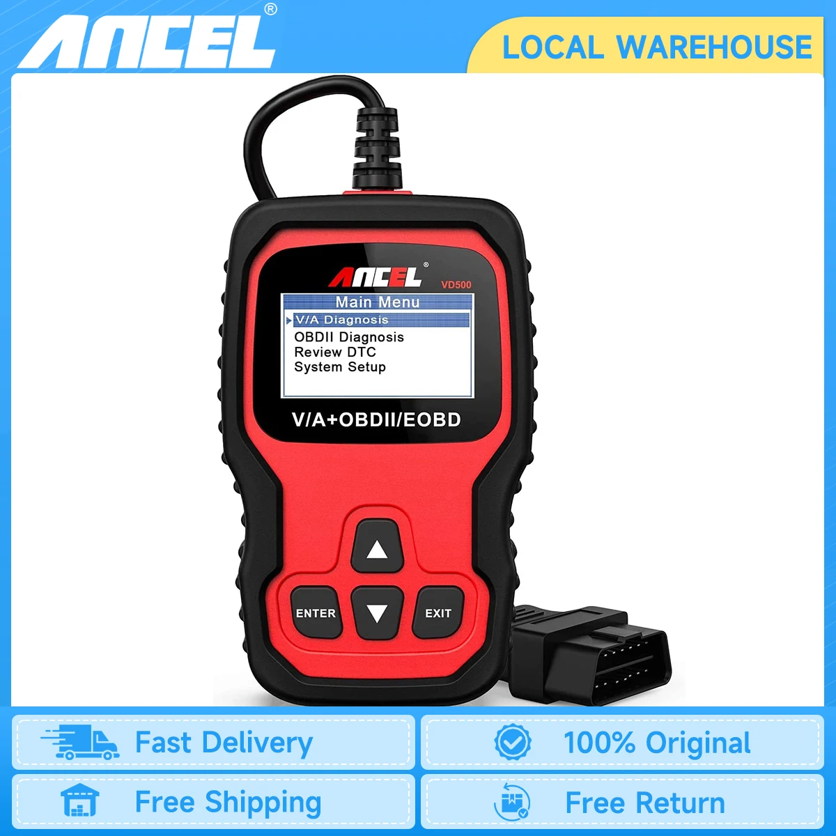 Ancel VD500 OBD2 Scanner Car Code Reader Oil Reset EPB DTC TP ABS SRS Full System Diagnostic Tool for VW for Audi for V.A.G