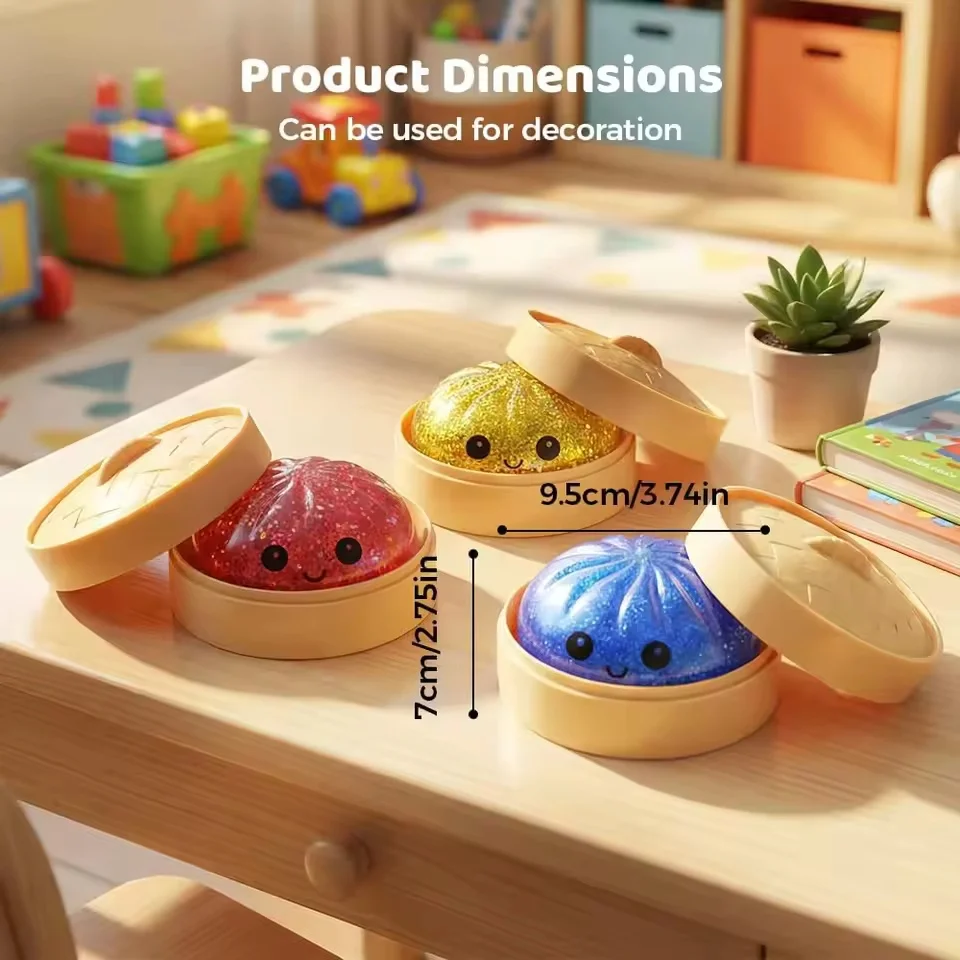 Squishy Fidget Squeeze Toys Glitter Dumpling Soft Simulated Bun Stress Relief Birthday Party Favors Adults Friends Creative Gift image 4