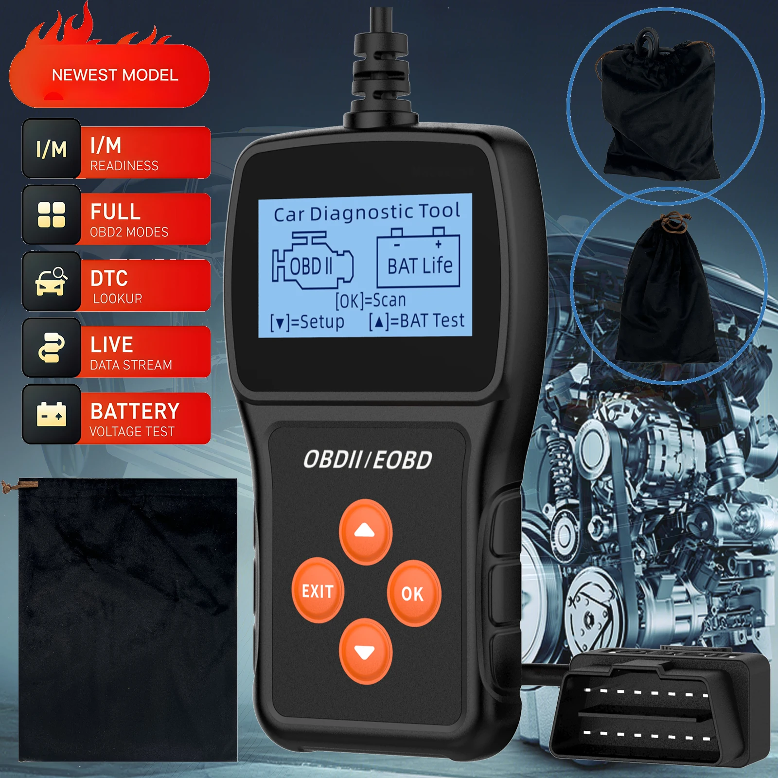 

Сканер и считыватель кодов OBD2 — автомобильный диагностический инструмент для чтения и стирания кодов неисправностей, считыватель света двигателя для всех транспортных средств OBD2