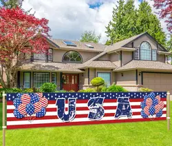 USA Banner American Independence Day Party Supplies 4th of July Yard Decorations Balloons Pattern Love American Signs Banners