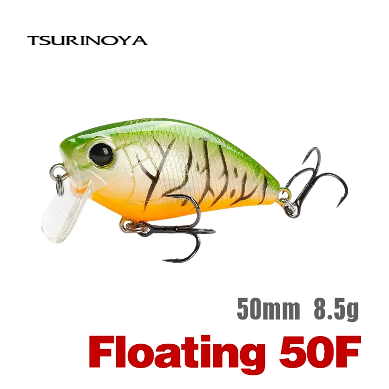 Tsurinoya 50f crankbait isca de pesca mágico 50mm 8.5g faixa rasa manivela flutuante artificial duro morde pique baixo modelo