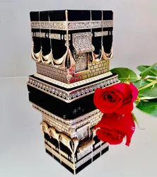 Kaaba 복제 모델, 이슬람 이슬람 터키 라마단 이드 선물, 홈 장식, 테이블 아트 장식, 북엔드 (골드)