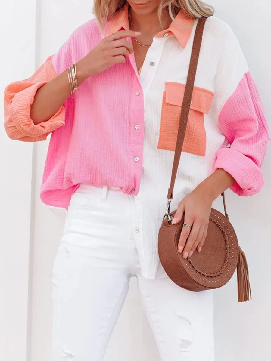 

Loose Long Sve Single Button irt for Women Color Blo Street Sle Casual irt Button up Long Coat for Autumn