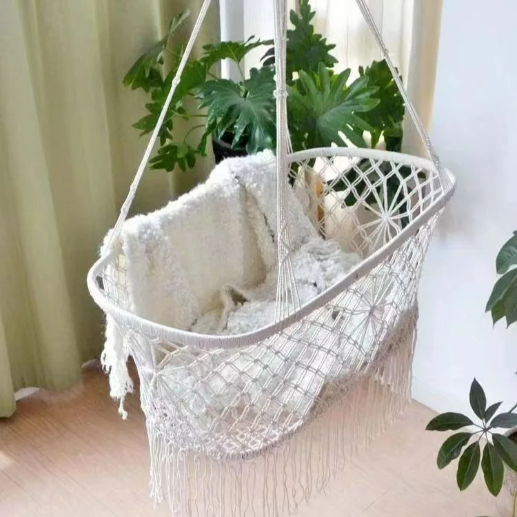 

Baby Cradle Hanging Chair Indoor Cotton Rope Woven Tassel Balcony