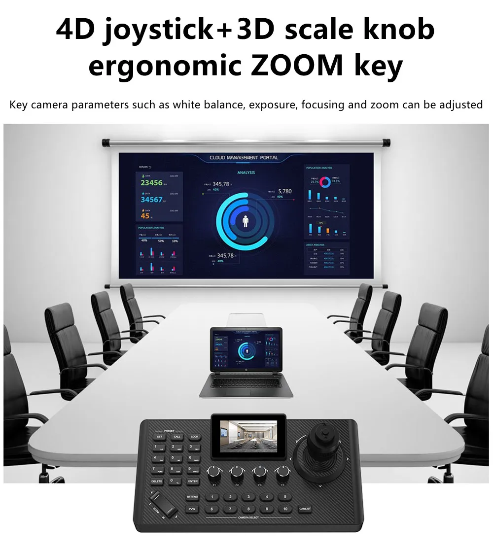 NDI |   HX3 LCD 3 pouces écran couleur 4D multi-fonction PTZ contrôle réseau clavier HDMI sortie vue bouton de verrouillage à un bouton