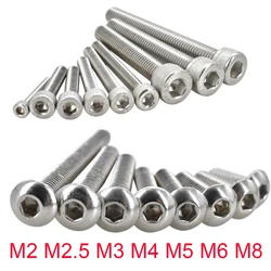 304 A2 Round Stainless Steel ISO7380 Allen Bolt DIN912 Hexagon Hex Socket Head Cap Screw M2 M2.5 M3 M4 M5 M6 M8 L=4-55mm 5-55pcs