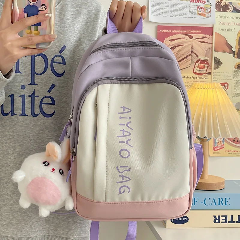 Hot Sale Women\'s Shoulders Backpack Campus Students Nylon Schoolbag Teenage Girls Cute Backpack Outdoor Travel Mini Backpack